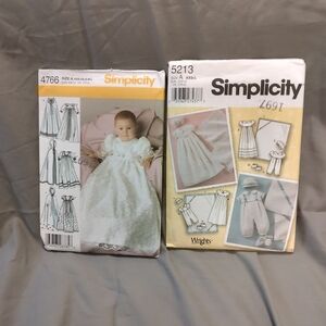 BNNU Set Of 2 Simplicity Christening Gown Patterns